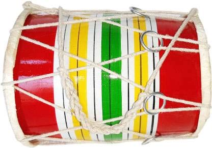 Gt Manufacturers Wooden Musical Instrument Baby Dholak Drum Rope & Ring Design .1(Muti Colour)