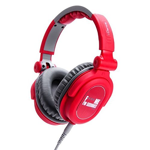 Full-range headphones designed for DJs w/Swivel cup & neodymium magnet & removable cord RED & GREY