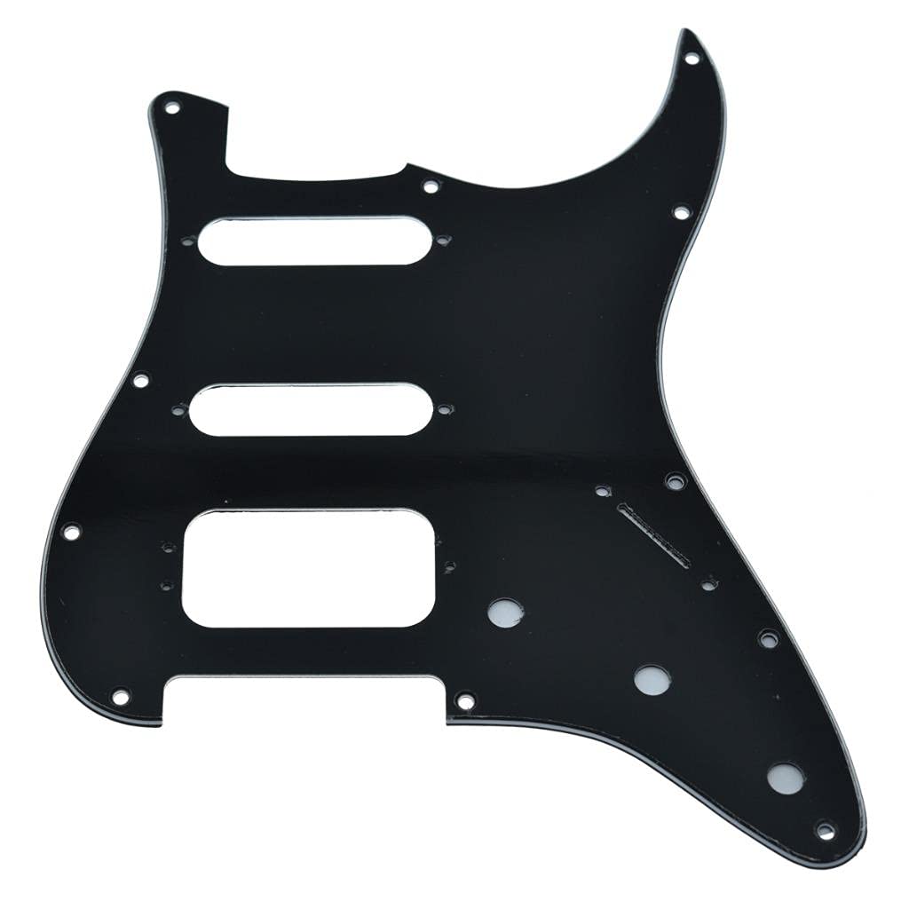 Dopro 11-Hole Strat Hss Guitar Pickguard 3-Screw Humbucking Pickup Mount Fits American Fender Stratocaster Black 3 Ply