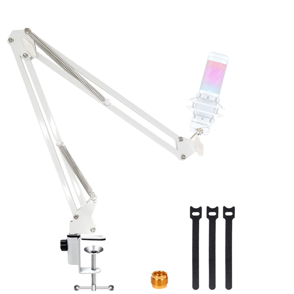 White Boom Arm For Hyperx Quadcast S, Professional Adjustable White Mic Boom Arm, White Stand Compatible With Hyperx Quadcast Wh