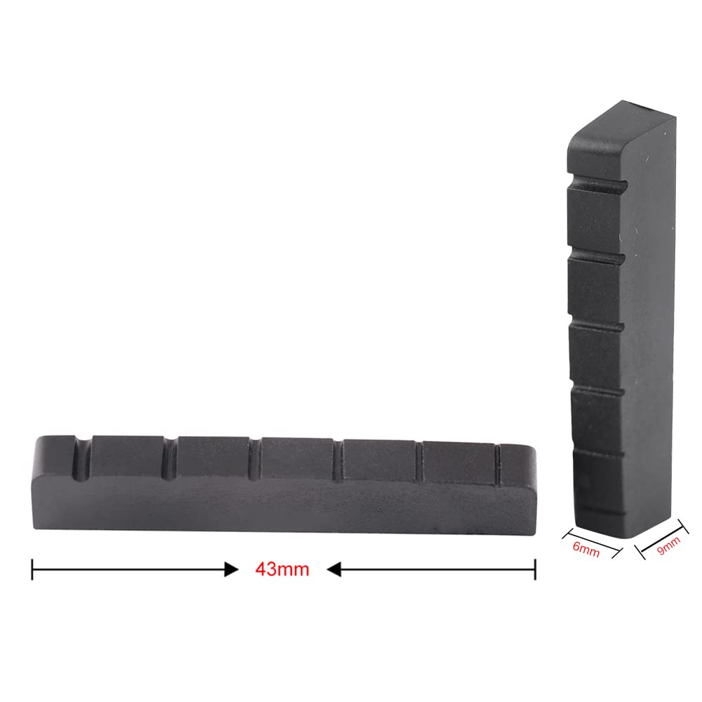 Metallor 6 String Graphite Guitar Nut Pre-Slotted Top Nut Compatible with Les Paul LP SG Style Electric Guitar or Acoustic Guita