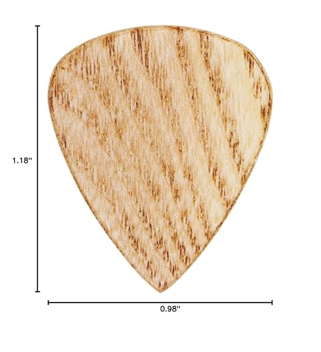 Ash Wood Guitar Or Bass Pick - 1.5 mm Heavy Gauge - 351 Shape - Natural Finish Handmade Specialty Exotic Plectrum - 6 Pack New