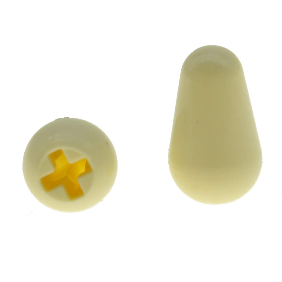 KAISH 2pcs Guitar 5 Way Pickup Selector Switch Tip Switch Cap Switch Knob for USA Stratocaster/Strat Aged White