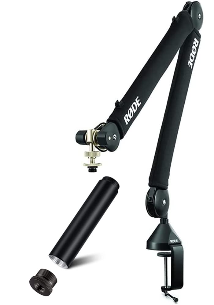 Rode Psa1+ Pro Studio Boom Arm For Podcasting With Zaykir Microphone Stand Extension