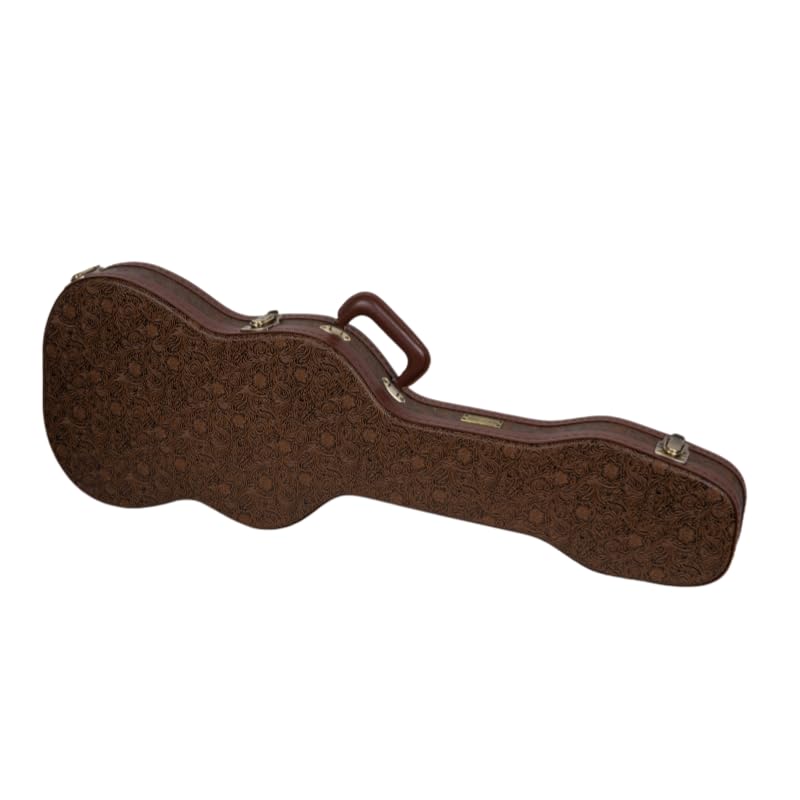 Crossrock Contoured Wooden Electric Guitar Case for Fender Stratocaster & Telecaster | Blossom Brown Finish,Burgundy Velvet Inte