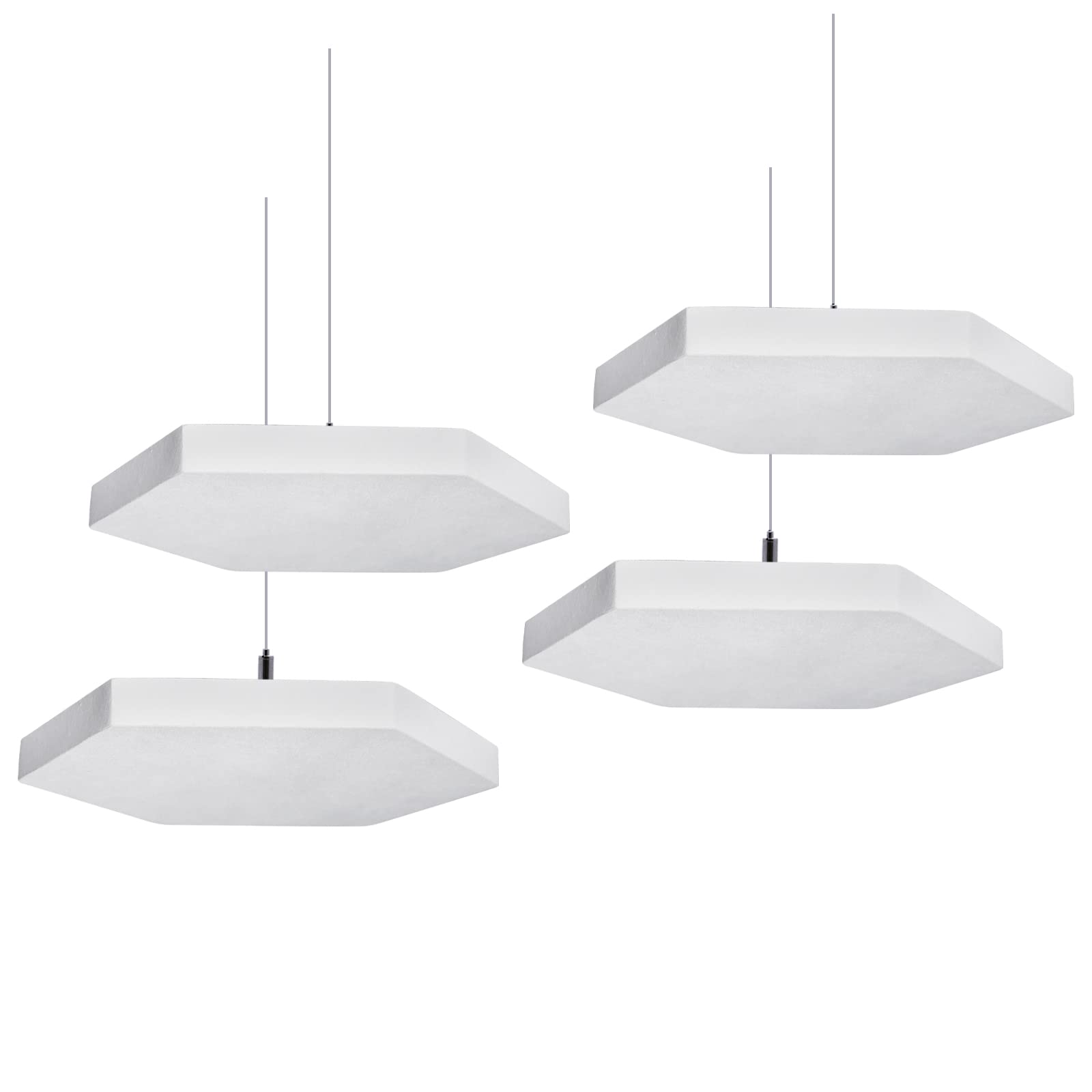 Troystudio Acoustic Ceiling Panels - 14.2 X 12.4 X 1.2 Inches 4 Pcs Coated Fiberglass Hanging Drop Ceiling Tiles, Thick Sound Ab