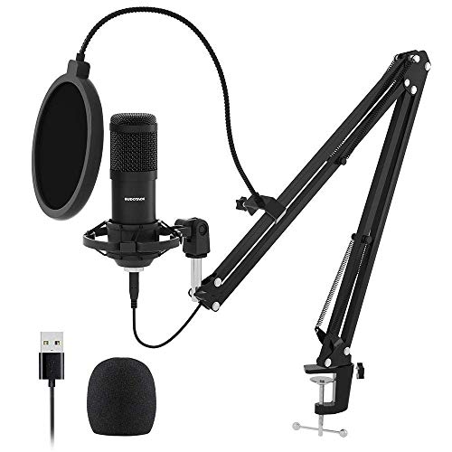Sudotack Usb Streaming Podcast Pc Microphone, Professional 192Khz/24Bit Studio Cardioid Condenser Mic Kit With Sound Card Boom A