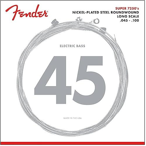 Fender 7250 Bass Strings, Nickel Plated Steel Roundwound, Long Scale, 7250ML .045-.100