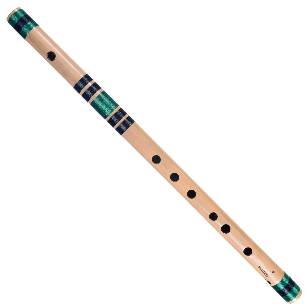 Hariprasad Flutes C Natural Medium Right Hand Bansuri Musical Instrument Size 19 Inches For Beginners (Green, Black)