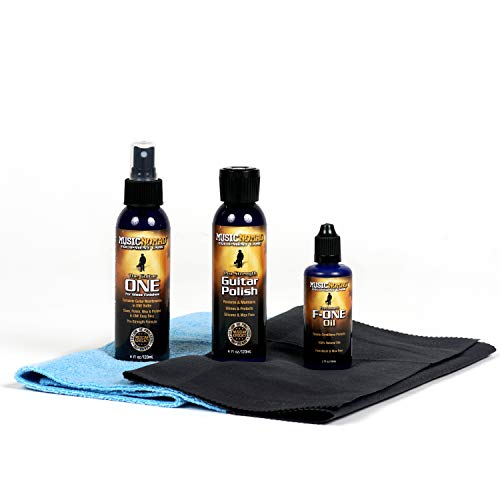 Musicnomad Guitar Complete Cleaning & Care Kit: Cleaner, Polish, Fretboard Oil & 2 Cloths (Mn108)