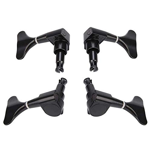 VBESTLIFE 2L 2R Electric Bass Machine Heads, Sealed Tuner String Tuning Key Pegs for Electric Bass (Black)