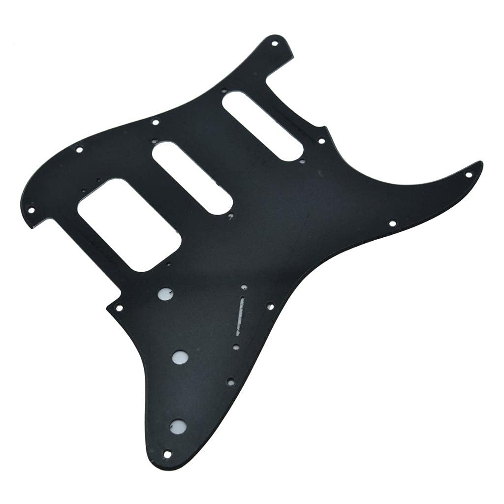 Dopro 11-Hole Strat HSS Guitar Pickguard 3-Screw Humbucking Pickup Mount Fits American Fender Stratocaster Matte Black