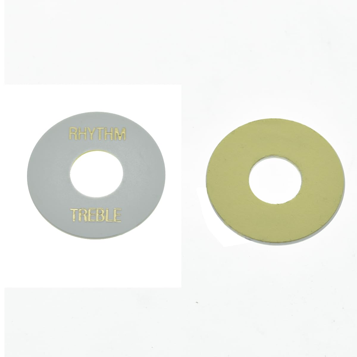 KAISH 2pcs White with Gold Letters Guitar Toggle Switch Washer Rhythm Treble Ring for Les Paul