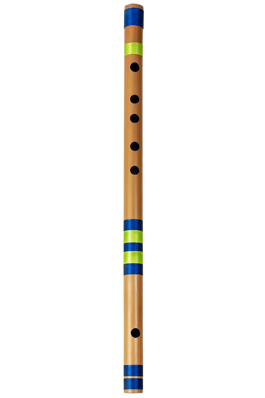 Hariprasad Flutes 50 Cm Bamboo Bansuri Flute - Traditional Indian Handcrafted Musical Instrument With Vibrant Blue & Green Accen