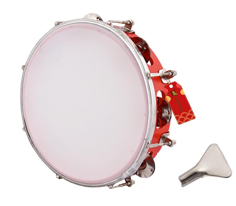 Uapan Dafli Musical Instrument I Dafli/Tambourine I 7Inch Hand Percussion Musical Instrument I Red Color I Small Tambourine