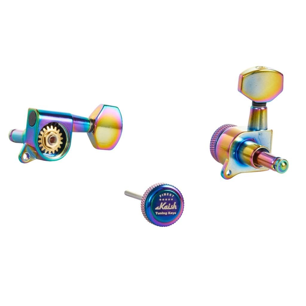 KAISH 3L3R 18:1 Locking Tuners Tuning Keys Guitar Locking Tuning Machines with Mini Contemporary Buttons for ST/TL/LP/SG guitars