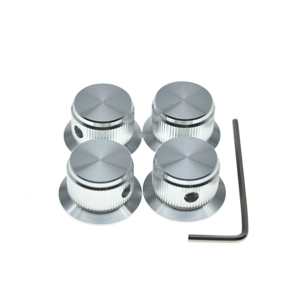 Kaish 4Pcs Aluminium Potentiometer Knobs 1/4'' Universal Top Hat Knobs Bell Control Knob With Set Screw For Guitar/Bass/Amps/Pre