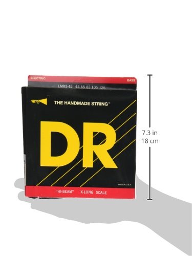 DR Strings HI-BEAMS - Stainless Steel 5-String Bass Guitar Strings X-long Scale, 45-125, Round Core
