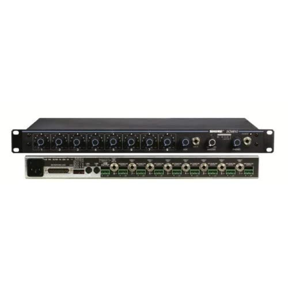 Shure SCM810 Eight Channel Automatic Microphone Mixer with IntelliMix, Adjustable EQ per Channel and 48V Phantom Power, Designed