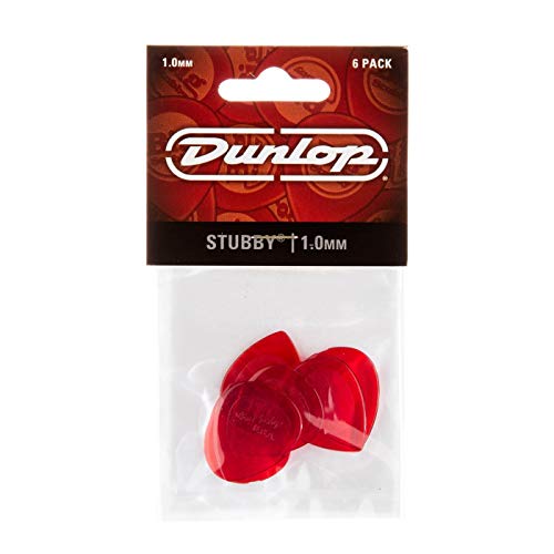 6 Dunlop Stubby Jazz 1.00Mm Guitar Picks Red 474P10