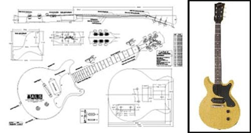 Plan Of Les Paul Jr. Double-Cutaway Electric Guitar - Full Scale Print