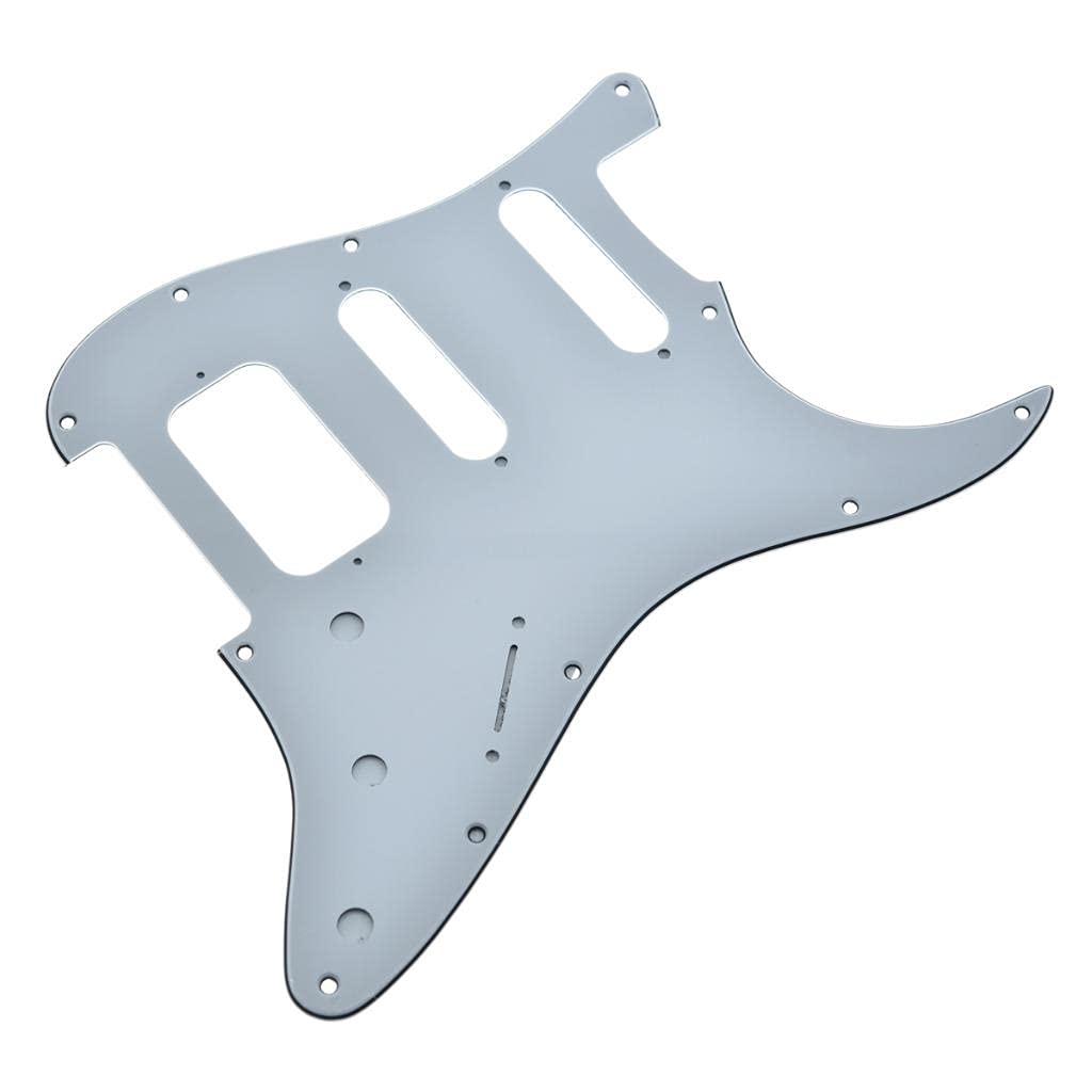 Dopro 11-Hole Strat HSS Guitar Pickguard 2-Screw Humbucking Pickup Mount Fits American Fender Stratocaster White 3 Ply