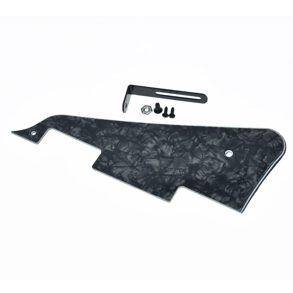 KAISH Black Pearl LP Guitar Pickguard with Black Stainless Steel Bracket and Steel Mounting Screws for USA Les Paul
