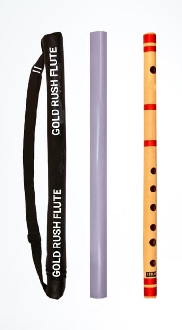 Flute Honor E Scale Medium & Natural Professional Bamboo Right Handed Flute (Bansuri) 16 Inch Size & 43 Centimeter Length With F