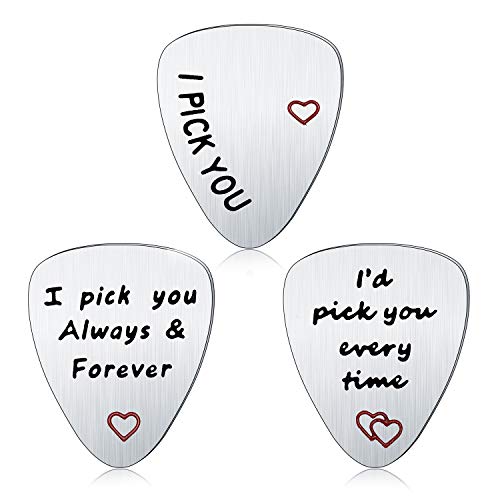 Pack Of 3 Guitar Picks I Pick You Gift For Husband Wife Boyfriend Girlfriend Gift For Love