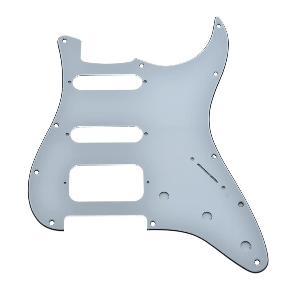 Dopro 11-Hole Strat Hss Guitar Pickguard 2-Screw Humbucking Pickup Mount Fits American Fender Stratocaster White 3 Ply