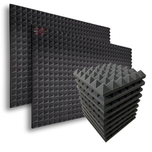 MMT Acoustix 6Pc Pyramid Acoustic Foam, ProStudio Sound Setup, Soundproofing Noise Reduction Acoustic Panels | 1x1Ft 2 Thick, Pr
