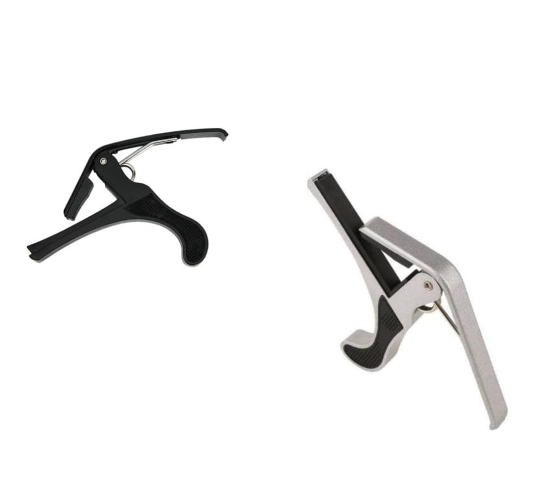 Inefable Guitar Metal Capo One Handed Quick Change For Ukulele, Electric & Acoustic Guitars (Black & Grey - Pack Of 2)