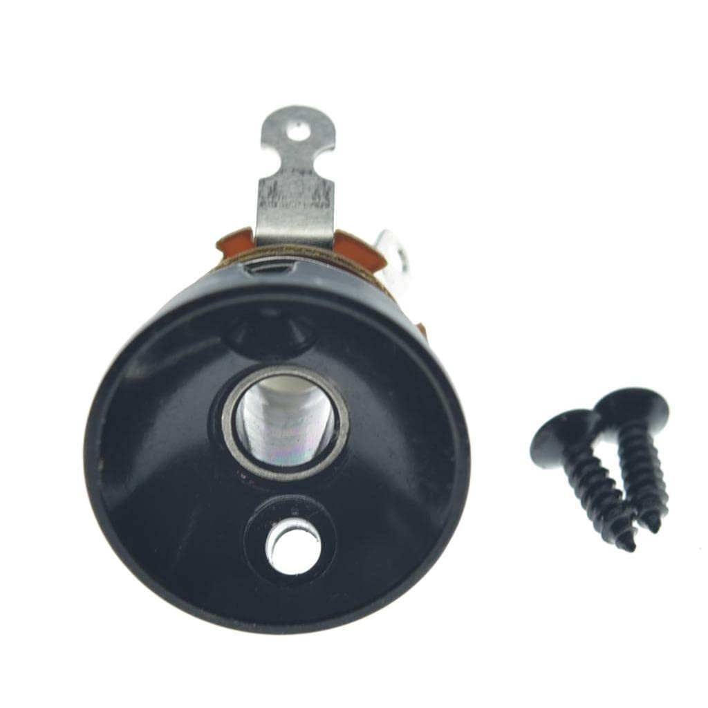 KAISH Black Nickel Brass American Thread Electric Guitar Jackplate Electrosocket Jack Plate with Brass Output Mono Jack and Scre