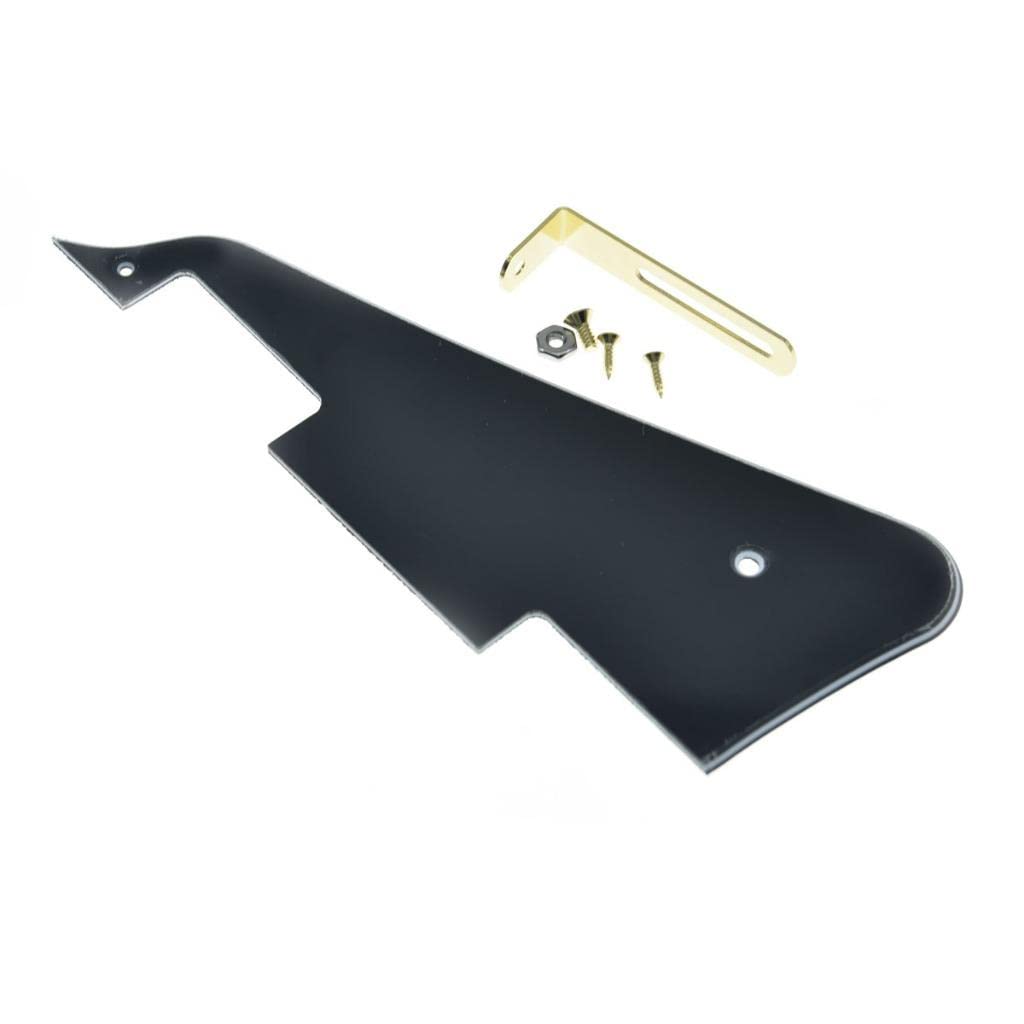 KAISH Black 3 Ply LP Guitar Pickguard with Gold Stainless Steel Bracket and Steel Mounting Screws for USA Les Paul