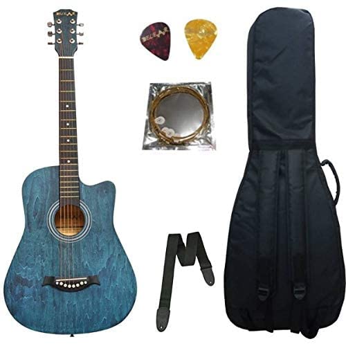 Belear I-280-Wbl Couturier 38 Inch Blue Cutaway Acoustic Guitar With Dual Action Truss Rod, Bag,Strap String And Picks