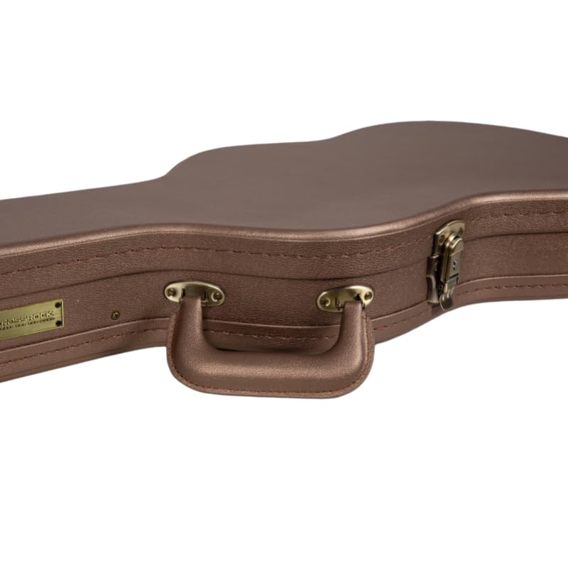 Crossrock Contoured Wooden Electric Guitar Case for Stratocaster & Telecaster | Chocolate Brown Finish,Purple Velvet Interior, L