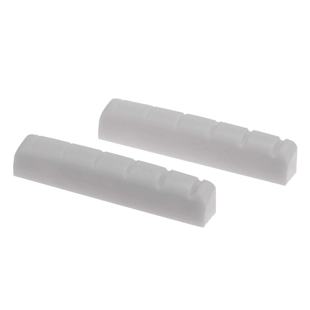Musiclily Pro Urea Resin Plastic Slotted 44Mm Electric Guitar Les Paul Nuts Flat Bottom For 6-String Lp Style Guitar, White (Set