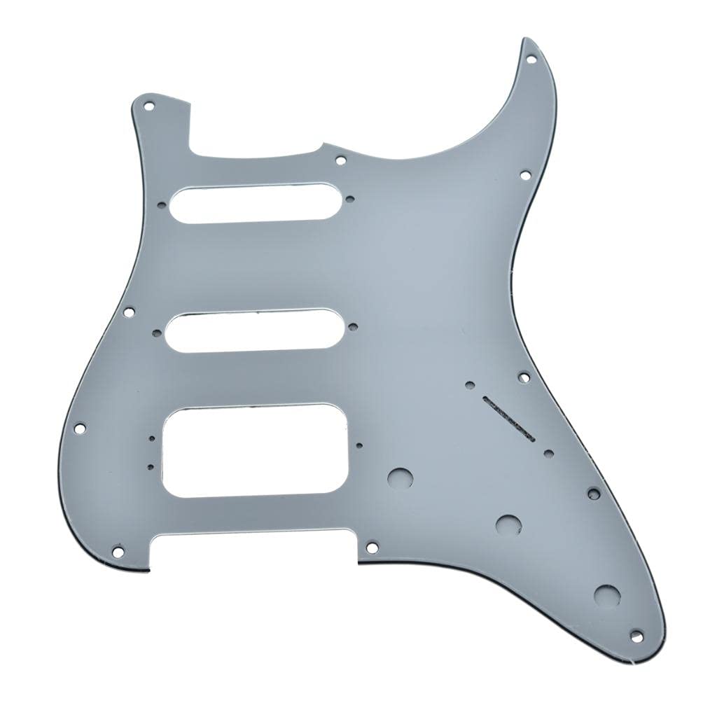 Dopro 11-Hole Strat HSS Guitar Pickguard 3-Screw Humbucking Pickup Mount for American FD Stratocaster White 3 Ply