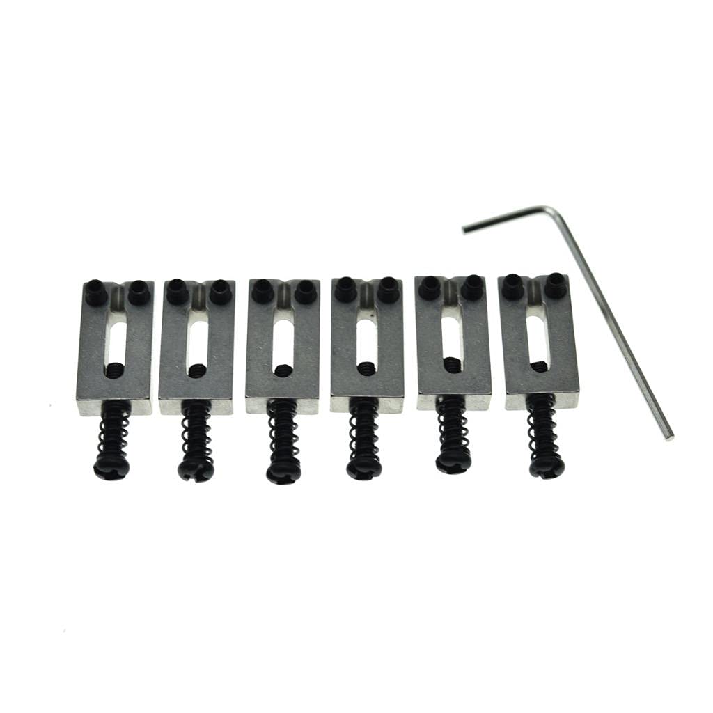 Kaish Set Of 6 Stainless Steel Saddles Electric Guitar Bridge Saddle 10.8Mm With Black Screws For Strat Tele Guitars