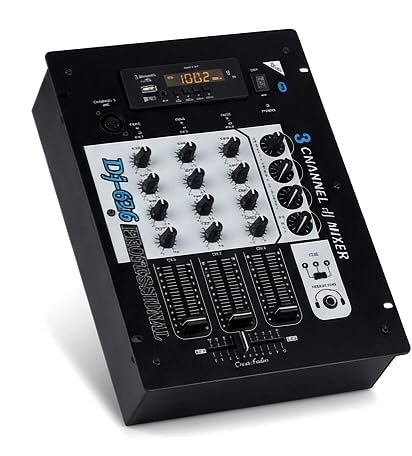 Dj-626 Professional 3 Channel Dj Mixer With Bluetooth, Cross Fader, Black