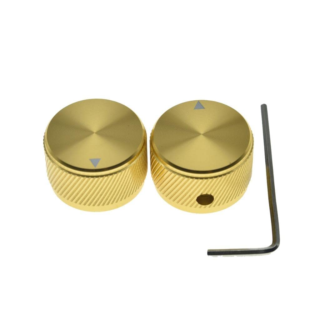 KAISH 63/64(25mm) Diam.Pack of 2 Aluminium Potentiometer Knobs 1/4 Universal Metal Pot Knobs with Indicator & Set Screw for Guit