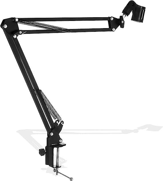 Techtest Professional Adjustable Microphone Desktop Arm - Folding Scissor Suspension Stand Holder/Shock Mount/Adjustable W Solid