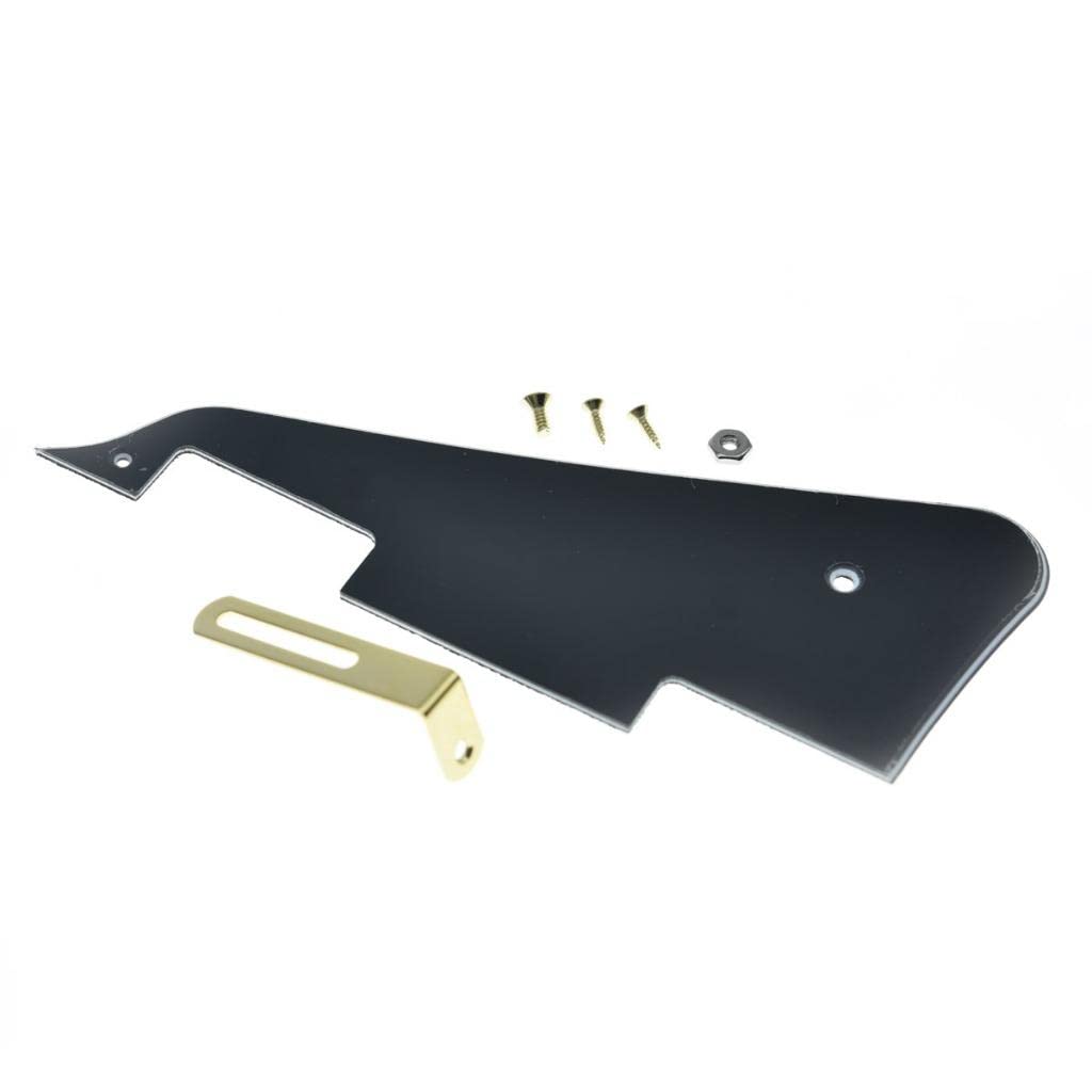 KAISH Black 3 Ply LP Guitar Pickguard with Gold Stainless Steel Bracket and Steel Mounting Screws for USA Les Paul