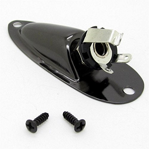 Jiuwu Black Boat Style 6.35Mm Guitar Pickup Output Input Jack Plug Socket For Fender Strat Guitar