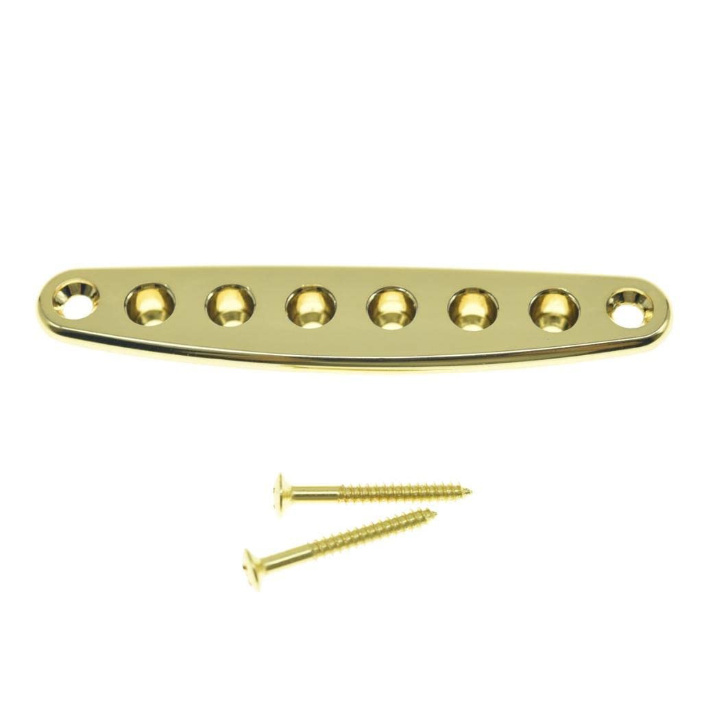 KAISH Guitar Bridge String Thru Body Ferrule Plate Guitar String Ferrules String Bushing Plate for Electric Guitar Gold