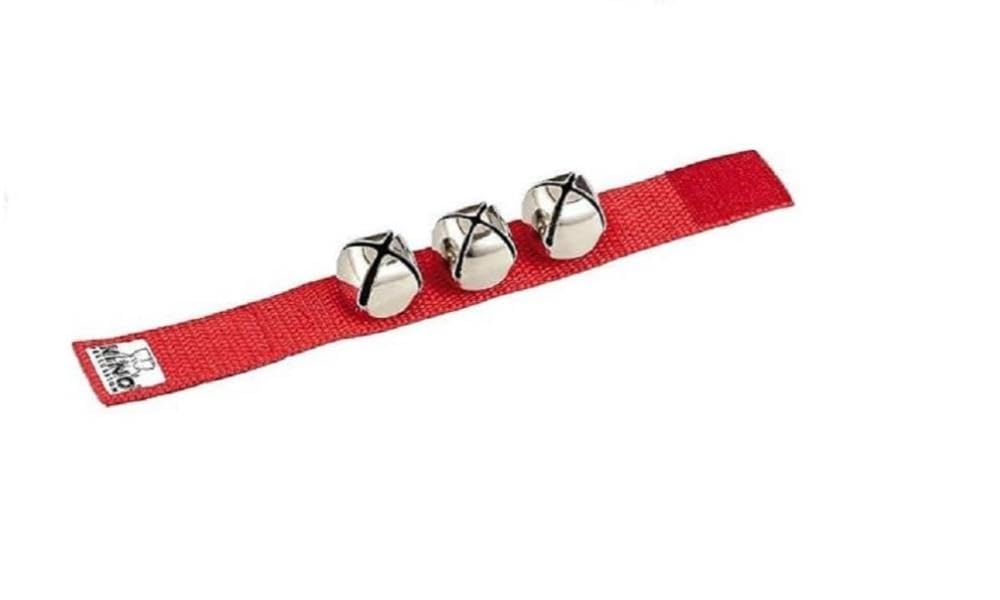 Nino Percussion Nino961R 9-Inch Wrist Strap With 3 Bells, Red