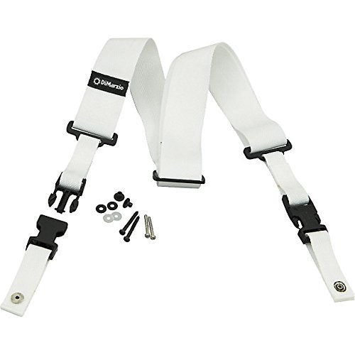 Dimarzio Dd2200W 2 Inch Nylon Cliplock Guitar Strap White W/Bonus Ris Picks (X3) 663334000148