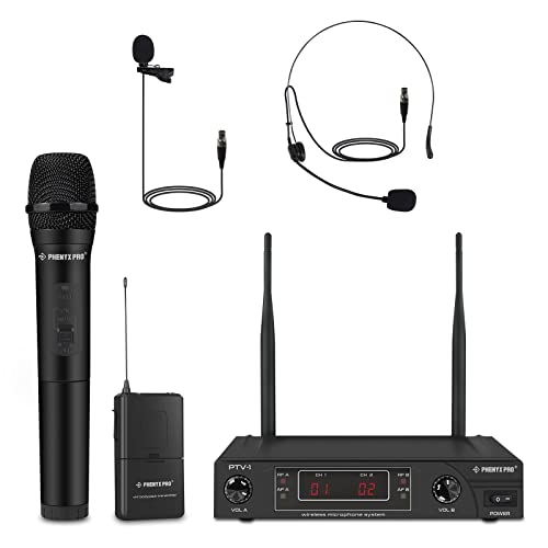 Phenyx Pro Wireless Microphone System, Vhf Wireless Mic Set With Handheld Microphonebodypackheadsetlapel Mics, Stable Signal, Co