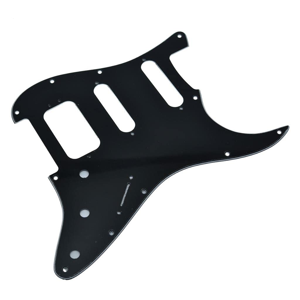 Dopro 11-Hole Strat HSS Guitar Pickguard 3-Screw Humbucking Pickup Mount Fits American Fender Stratocaster Black 3 Ply