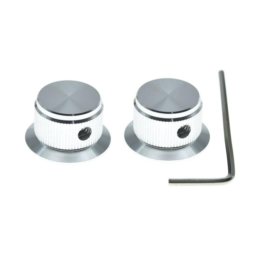 2-Pack Set Screw Style Aluminium Potentiometer Knobs 1/4'' Universal Top Hat Knobs Bell Volume Tone Control Knobs For Guitar/Bas